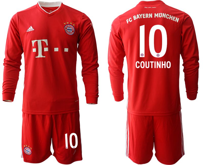Men 2020-2021 club Bayern Munich home long sleeves #10 red Soccer Jerseys->real madrid jersey->Soccer Club Jersey